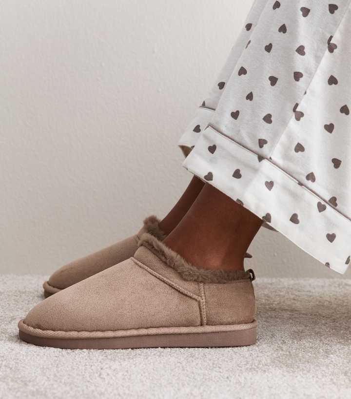 Light Brown Faux Suede Low Boot Slippers
