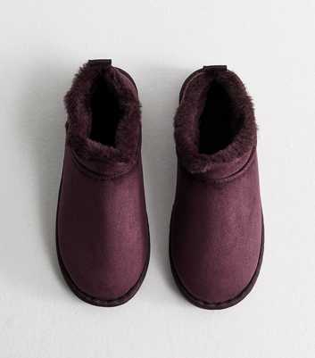 Dark Burgundy Faux Suede Low Boot Slippers