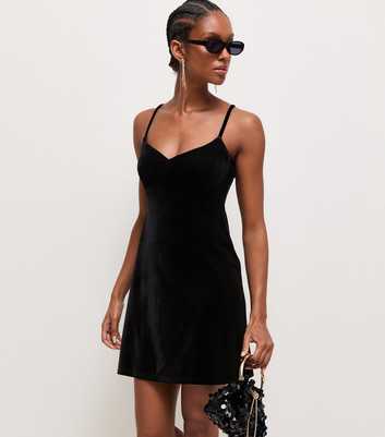 Black Strappy Velvet Mini Dress