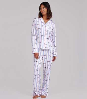 Loungeable Pink Pilates Print Super Soft Long Sleeve Pyjama Set