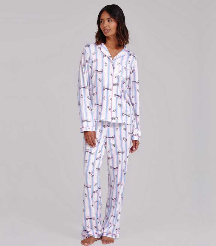Loungeable Pink Pilates Print Super Soft Long Sleeve Pyjama Set