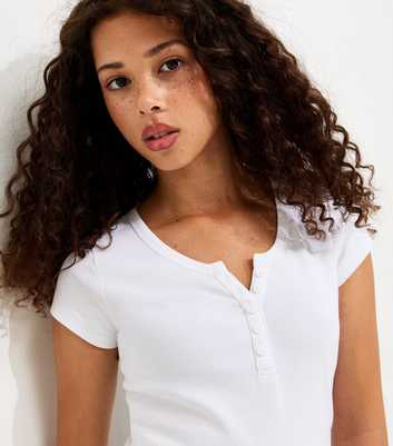 White Cotton Rich Half Placket T-Shirt