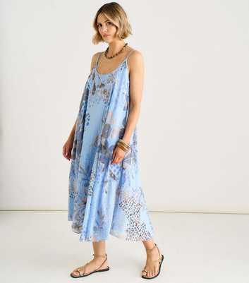 Gini London Blue Floral Strappy Midi Dress