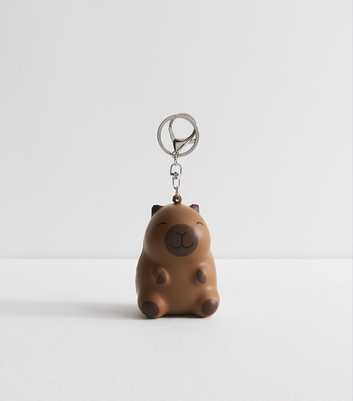 Dark Brown Smiley Capybara Key Ring