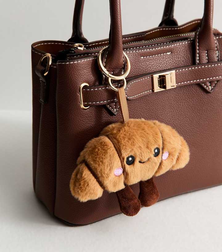 Brown Plush Croissant Bag Charm