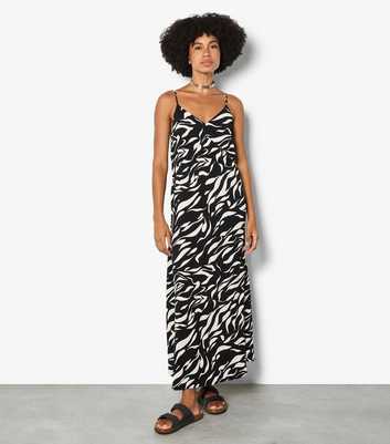 Apricot Black Animal Print Trapeze Cami Maxi Dress