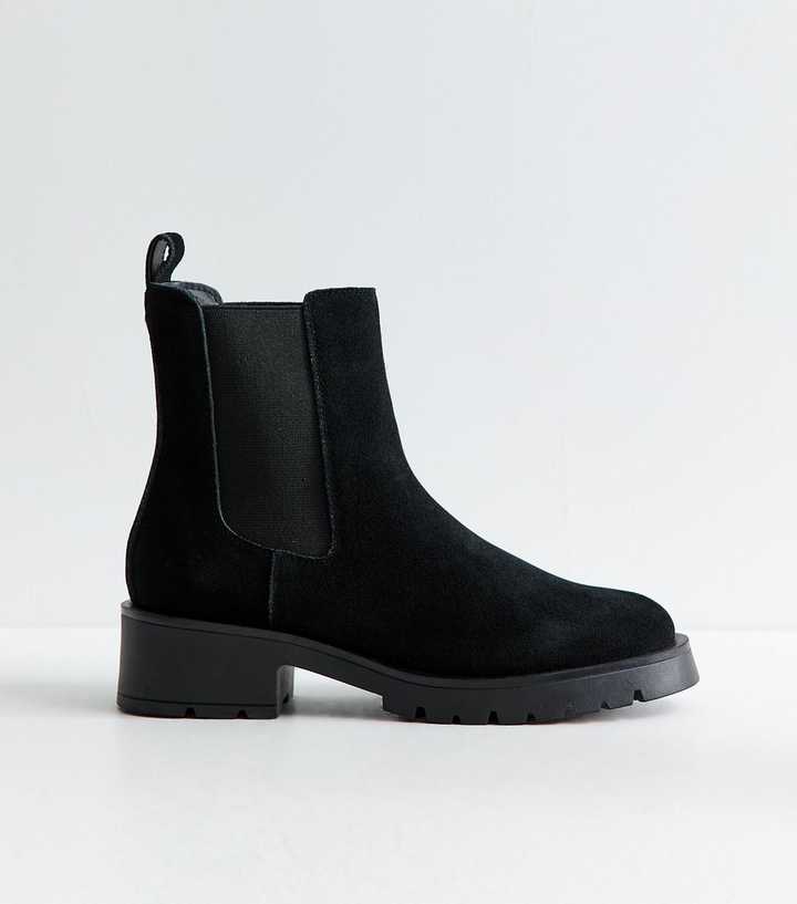 Black Real Suede Chelsea Boots