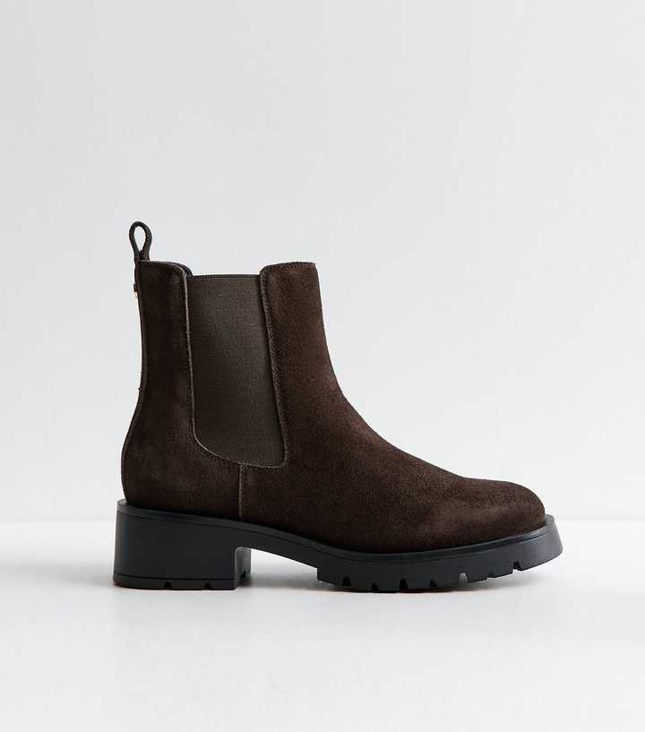 Dark Brown Real Suede Chelsea Boots