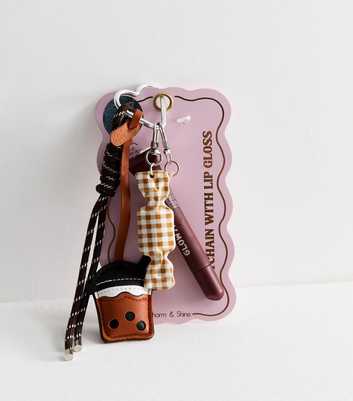 Brown Faux Leather Boba Tea Bag Charm