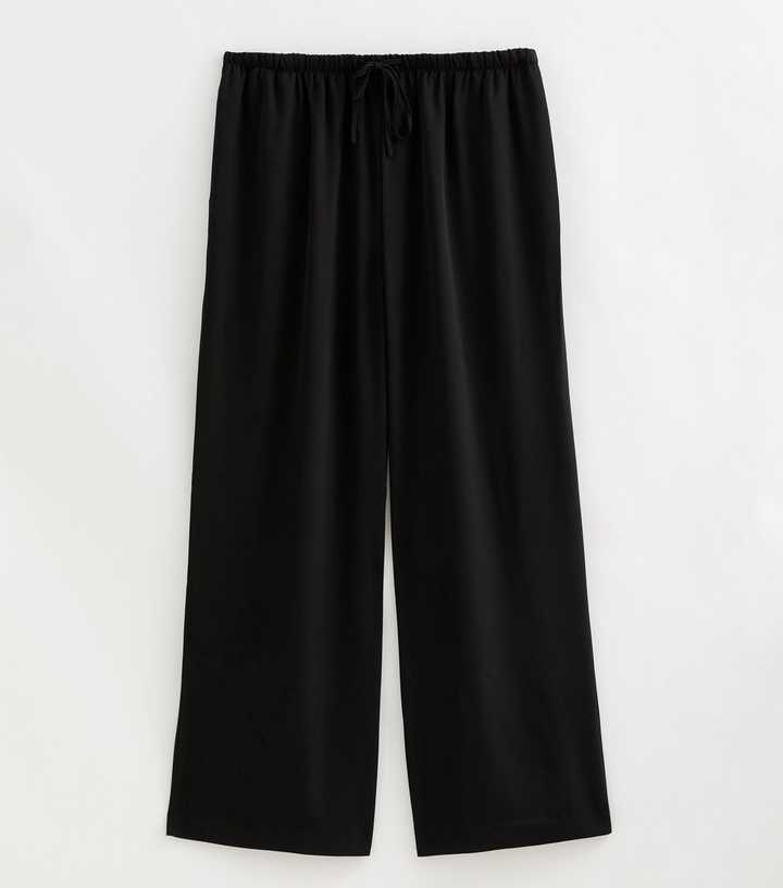 Maternity Black Satin Wide Leg Trousers