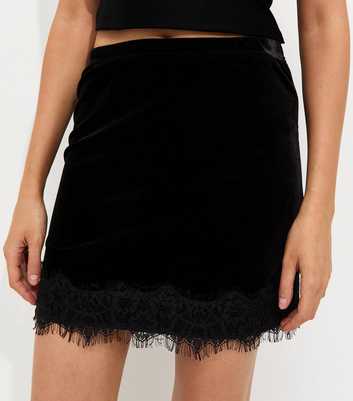 Black Velvet Lace Mini Skirt