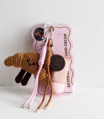 Brown Crochet Croissant Bag Charm