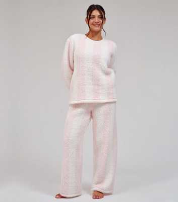 Loungeable Pink Stripe Borg Fleece Jumper