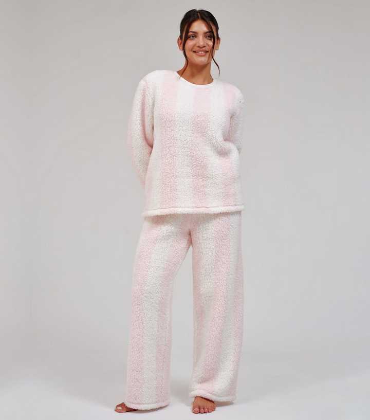 Loungeable Pink Stripe Borg Fleece Jumper