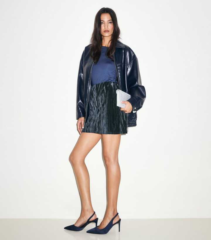 Navy Velvet Mini Skirt