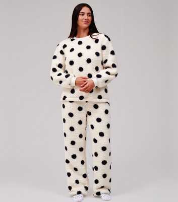 Loungeable Cream Polka Dot Borg Fleece Jumper