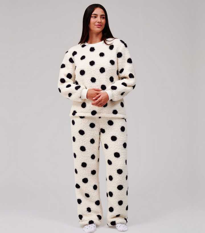 Loungeable Cream Polka Dot Borg Fleece Jumper