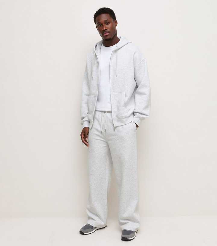 Grey Marl Cotton Rich Wide Leg Joggers