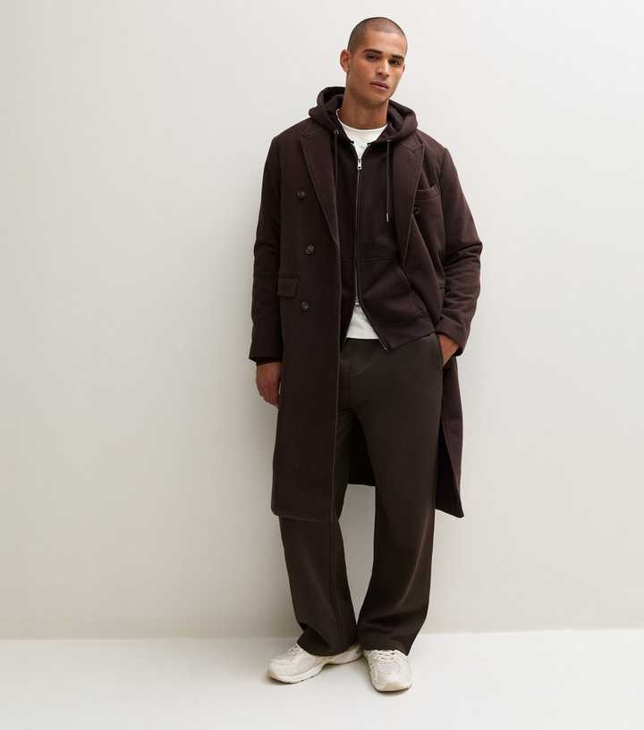 Dark Brown Cotton Rich Wide Leg Joggers