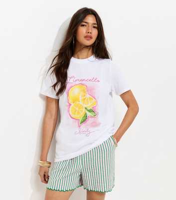 White Cotton Limoncello Print Relaxed T-Shirt