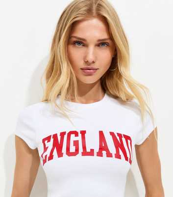 White Cotton Rich England Logo Baby Tee T-Shirt