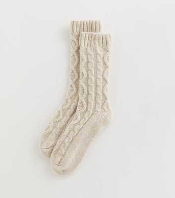 Cream Cable Knit Ankle Socks