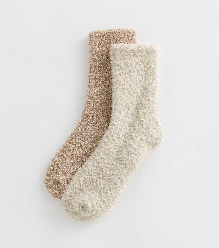 Pack of 2 Cream Cosy Knit Ankle Socks