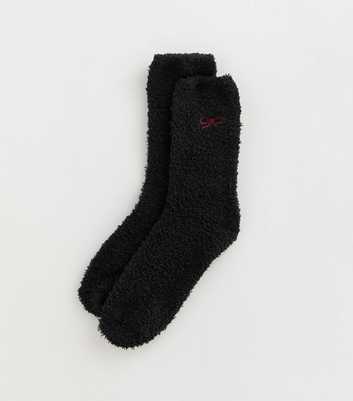 Black Fluffy Bow Embroidered Ankle Socks