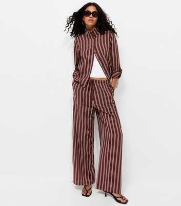 Burgundy Stripe Wide Leg Trousers