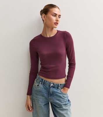 Dark Burgundy Cotton Rich Long Sleeve Baby Tee
