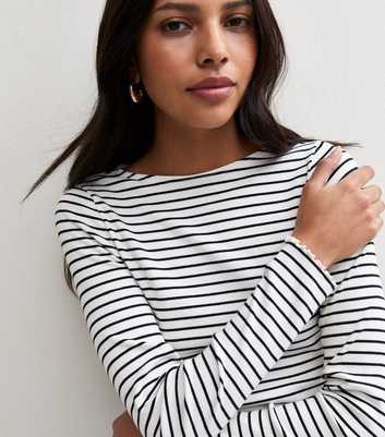 Black Cotton Rich Striped Babylock Long Sleeve Top