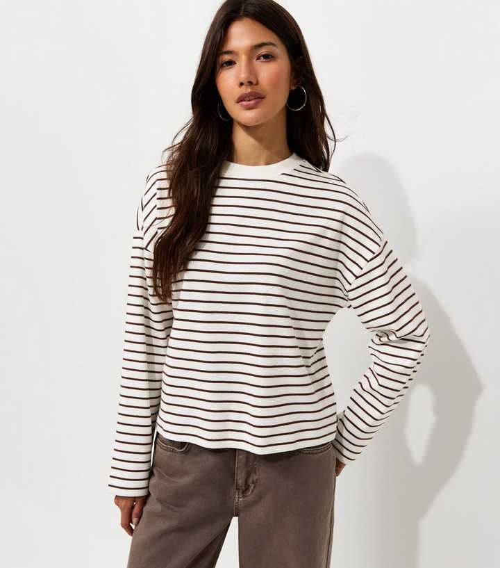 Premium Brown Striped Long Sleeve Top