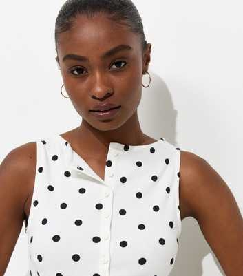 Cream Cotton Rich Spot Print Button Through Top