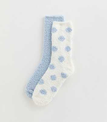Pack of 2 Cream and Blue Fluffy Ankle Socks