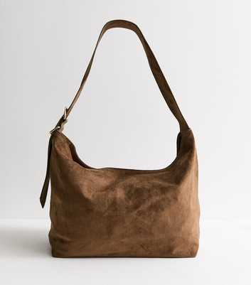 Camel Faux Suede Ring Detail Hobo Shoulder Bag