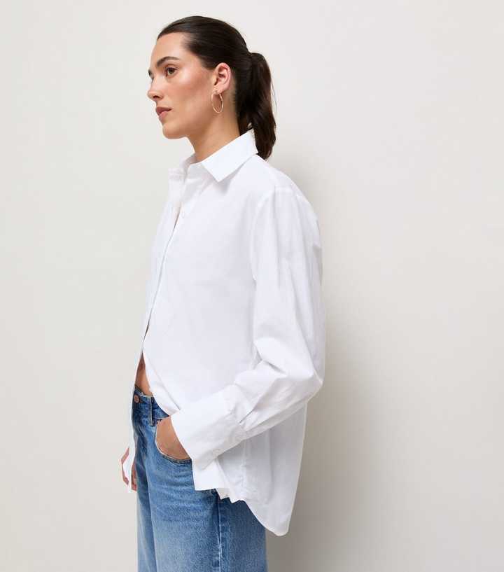 White Cotton Poplin Oversized Shirt