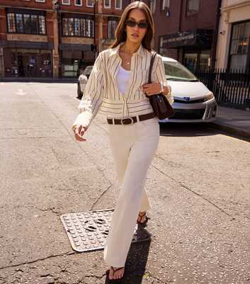 Cream Crinkle Texture Striped Meet The Jean Shirt