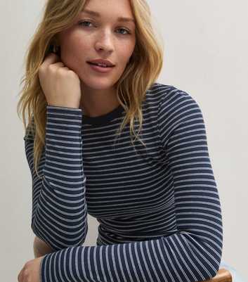 Premium Blue Striped Long Sleeve Top with Cotton