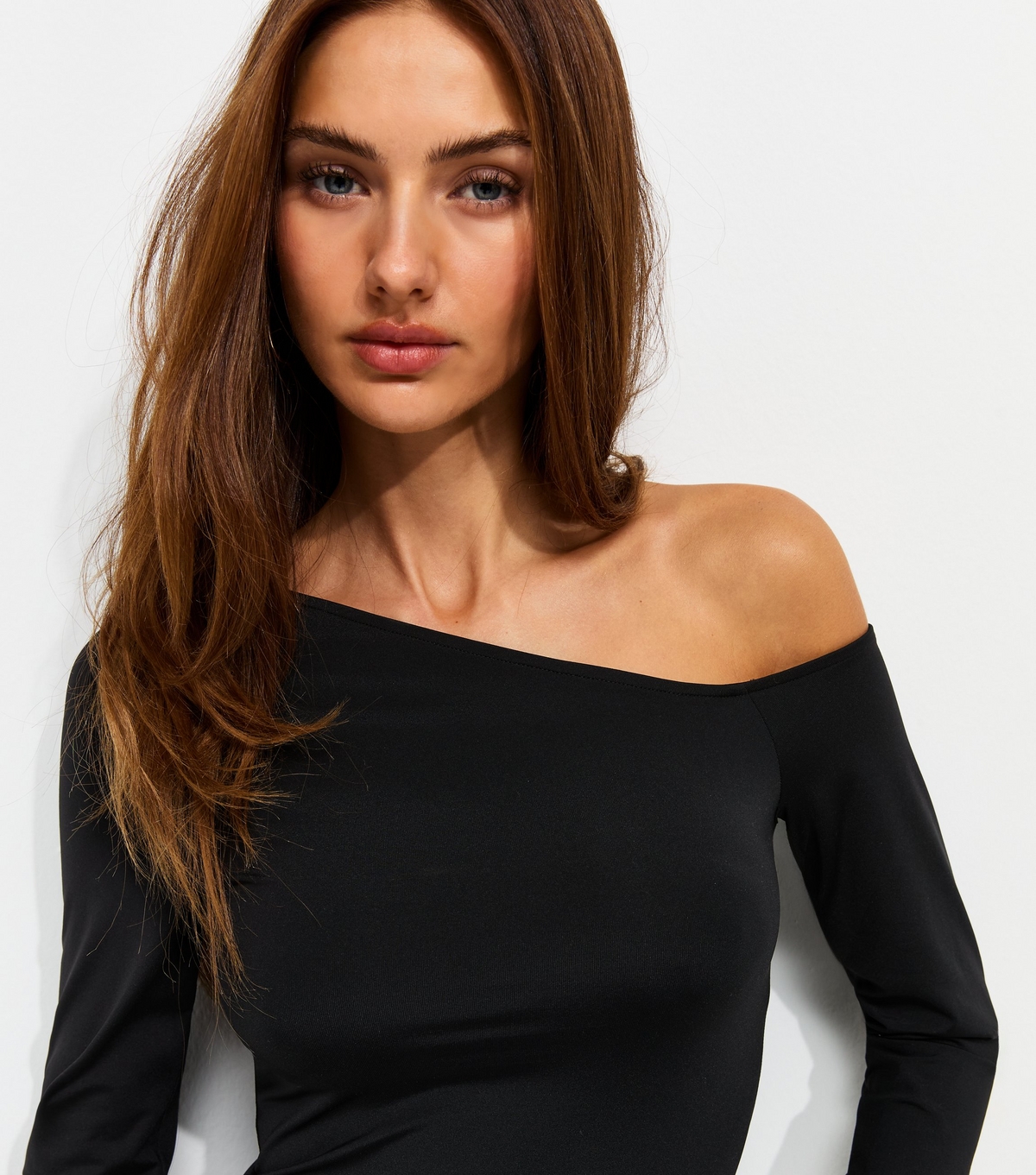 Women's Black Jersey Off Shoulder Long Sleeve Top New Look