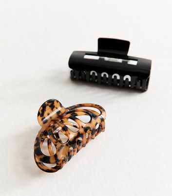 Pack of 2 Black and Tortoiseshell Hair Claw Clips