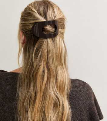 Dark Brown Curved Shiny Cut Out Hair Claw Clip