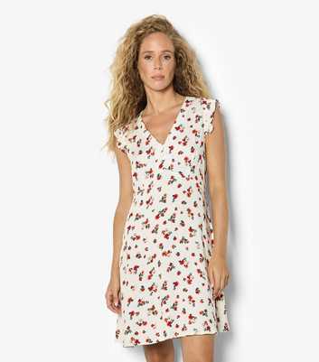 Apricot Cream Floral Print Mini Dress