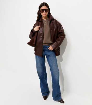 Dark Brown Cotton Rich Henley Collar Sweatshirt
