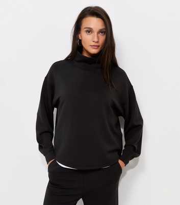 Premium Black Funnel Neck Sweatshirt