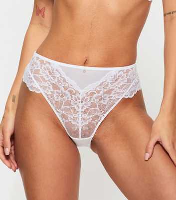 Ann Summers White Sexy Lace High Waist Brazilian Briefs