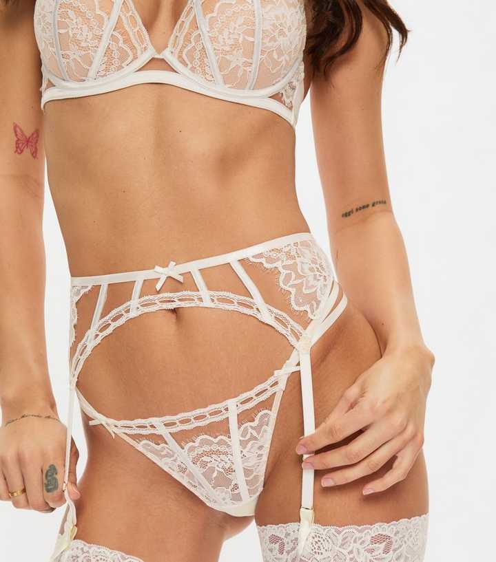 Ann Summers White Caged Lace Suspender Belt