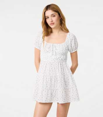 Pink Vanilla Off White Jersey Cap Sleeve Mini Dress
