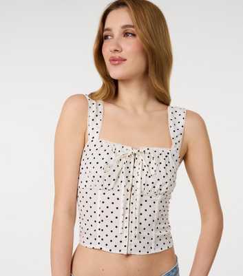 Pink Vanilla Off White Polka Dot Corset Top