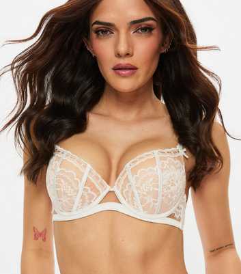 Ann Summers White Caged Lace Padded Plunge Bra