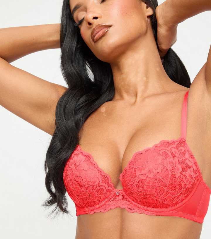 Ann Summers Light Coral Sexy Lace Padded Plunge Bra